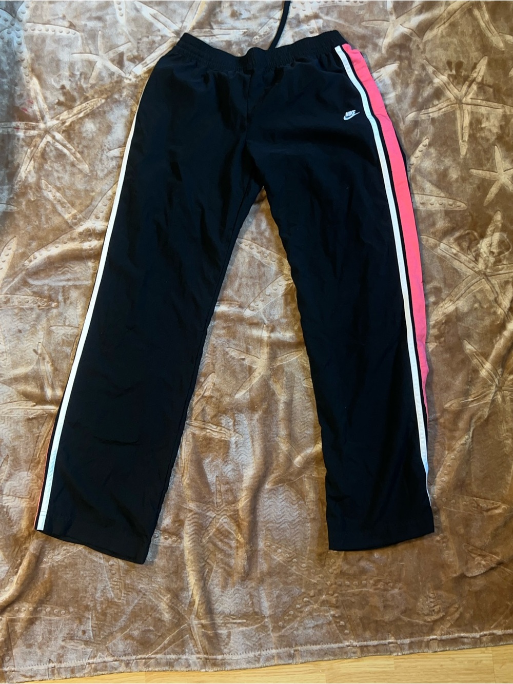 Nike Black Track Pants with Pink Side Stripe